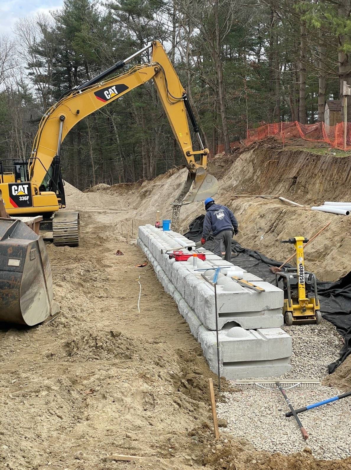 on of Retaining Wall, Stone Sub Grade, Fabric, and Blocks - Copy